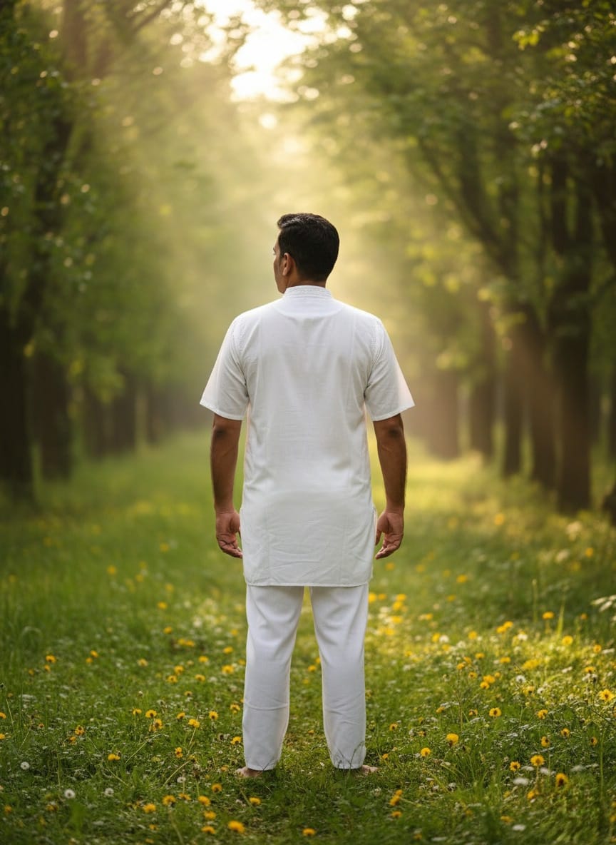 Premium Chikankari Cotton Short Kurta Men