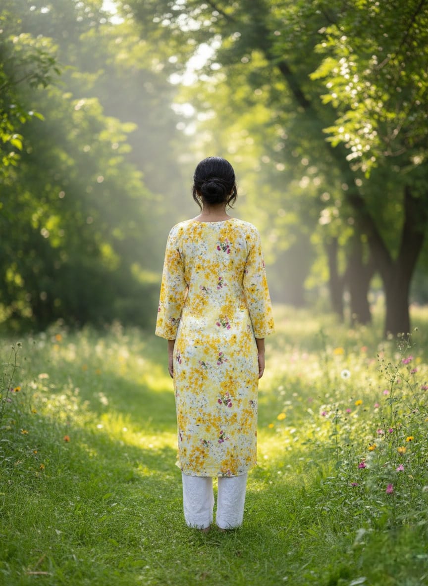 Premium Printed Cotton Chikankari Kurta