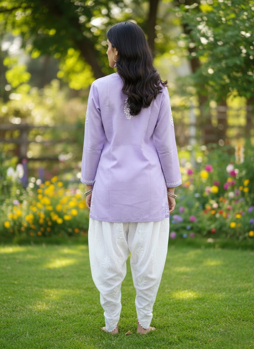 Premium Short Rubia Cotton Chikankari kurta