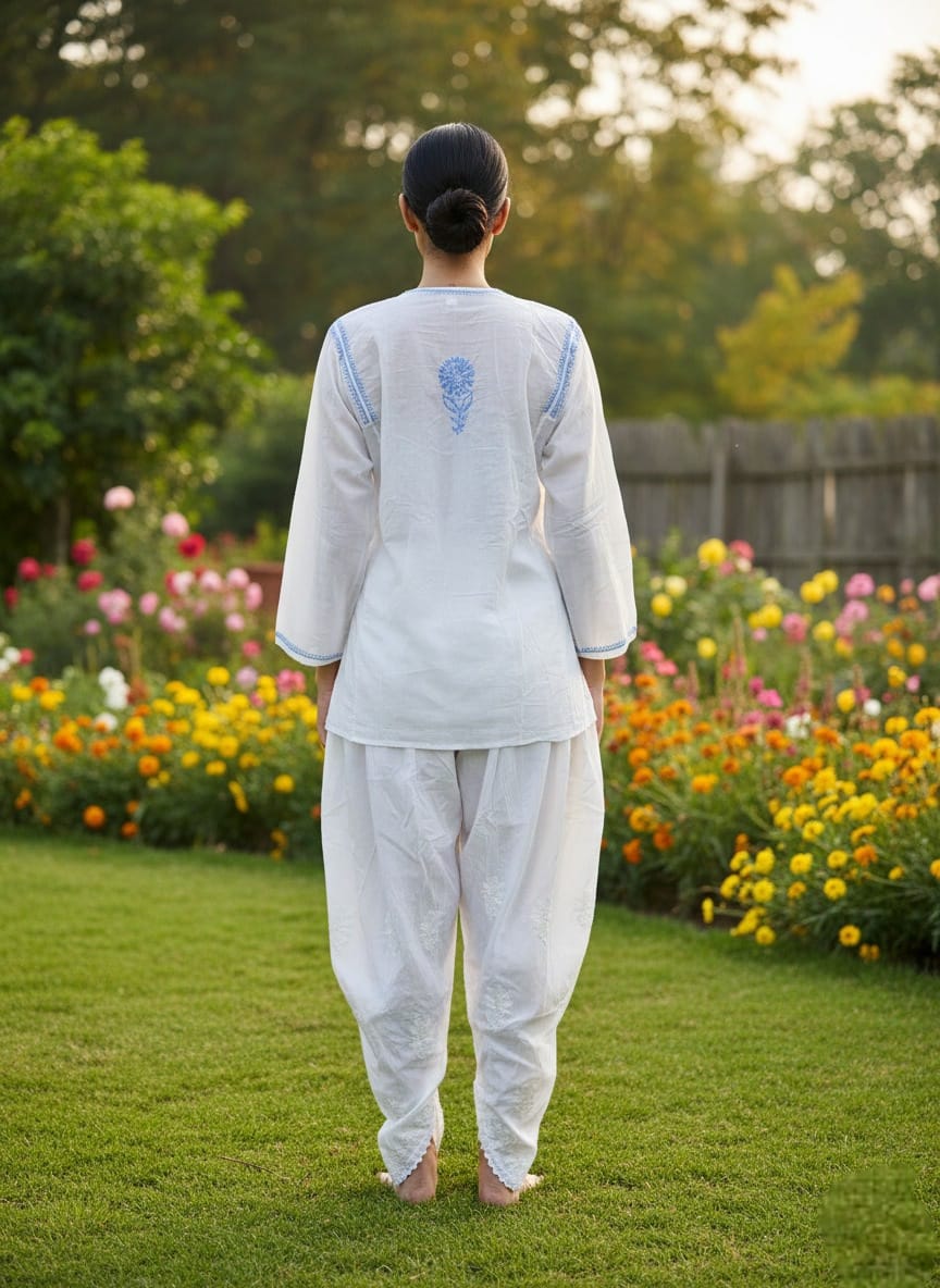 Premium Chikankari Cotton short Kurta