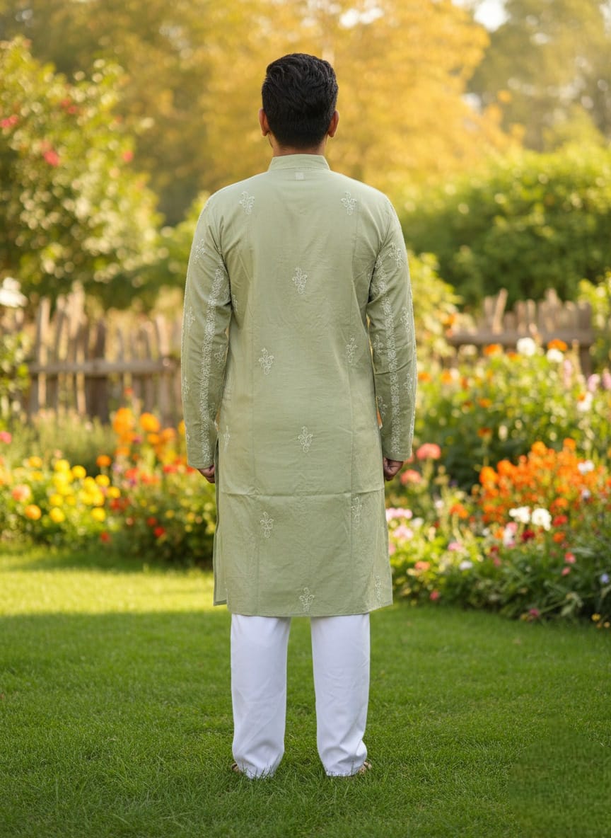 Premium Cotton Chikankari Kurta Mens