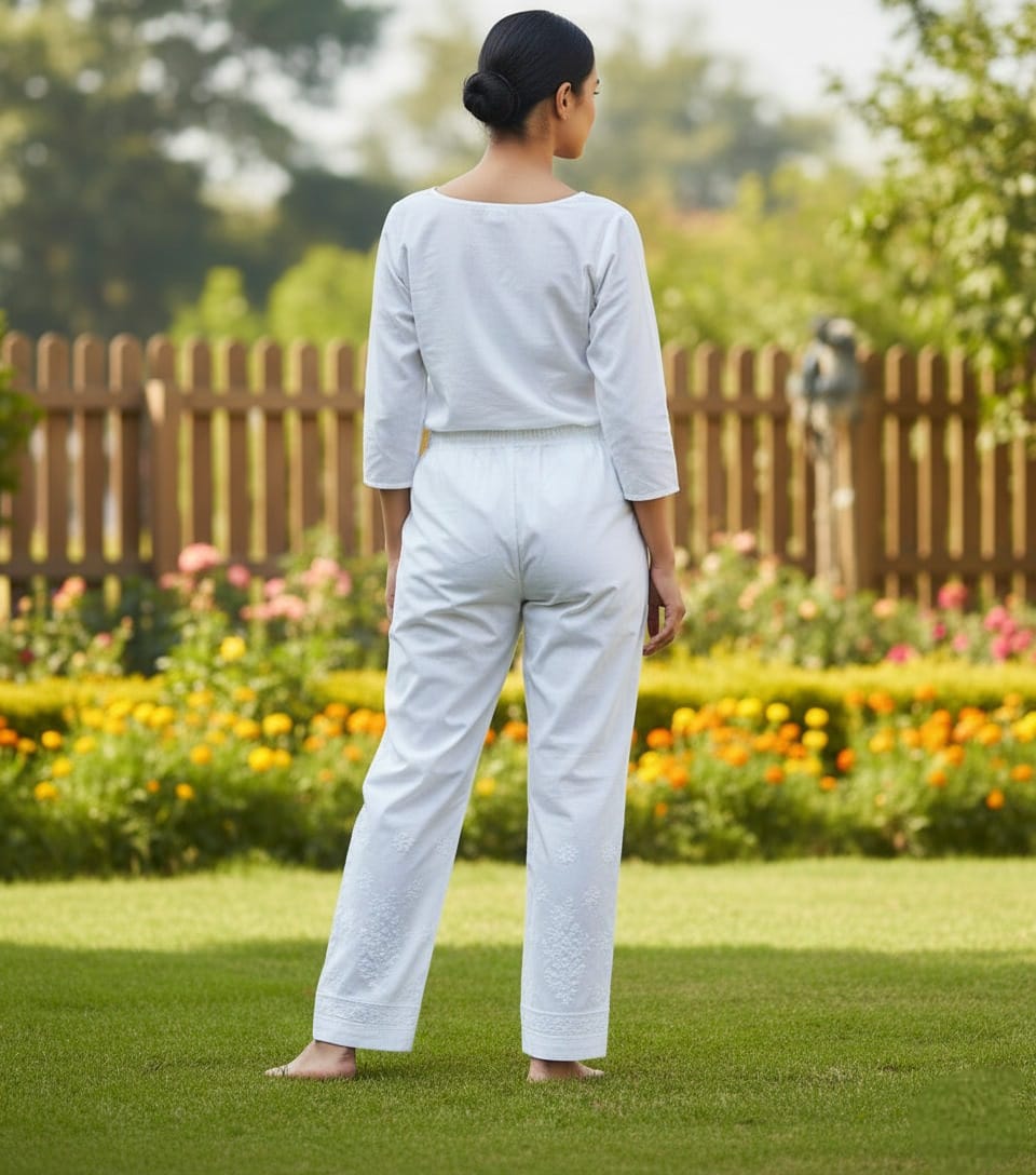 Premium Chikankari Cotton Lycra Lower pyjama