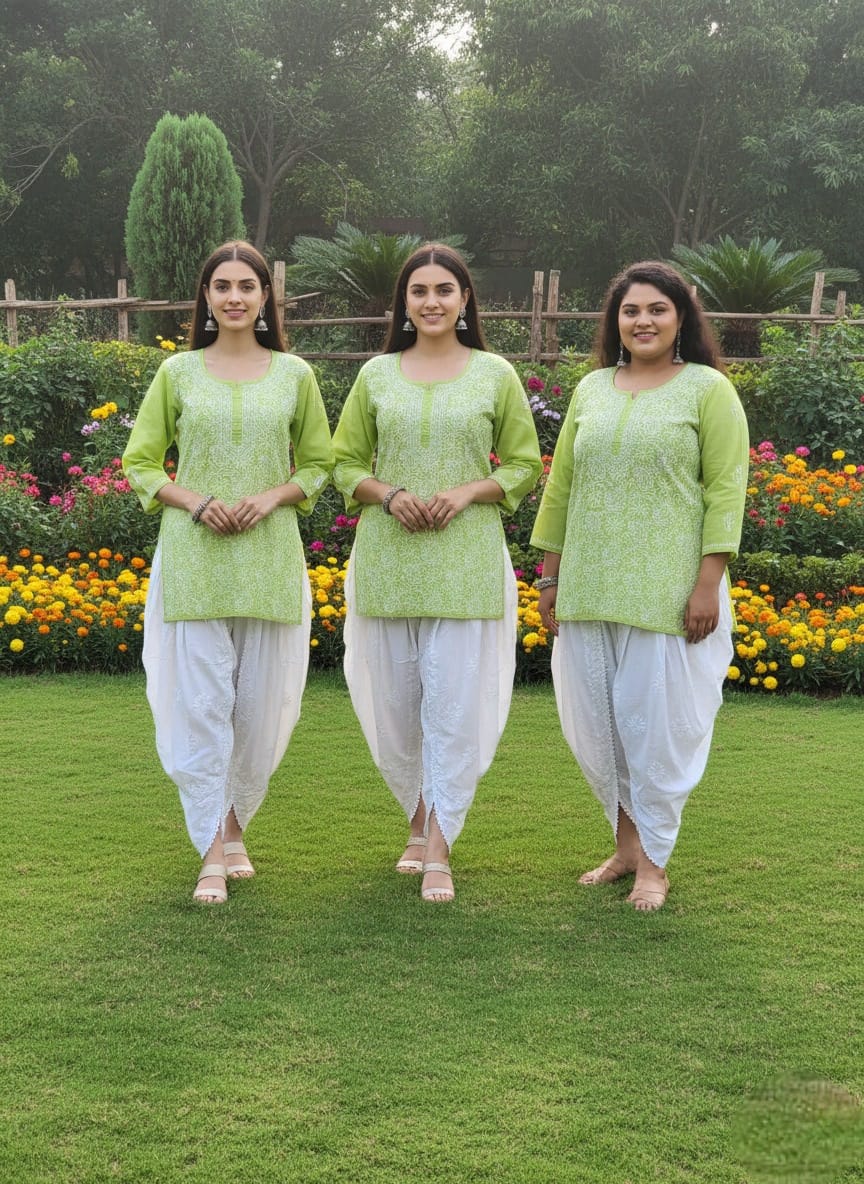 Premium Cotton Short Chikankari Kurta Full Embroidery