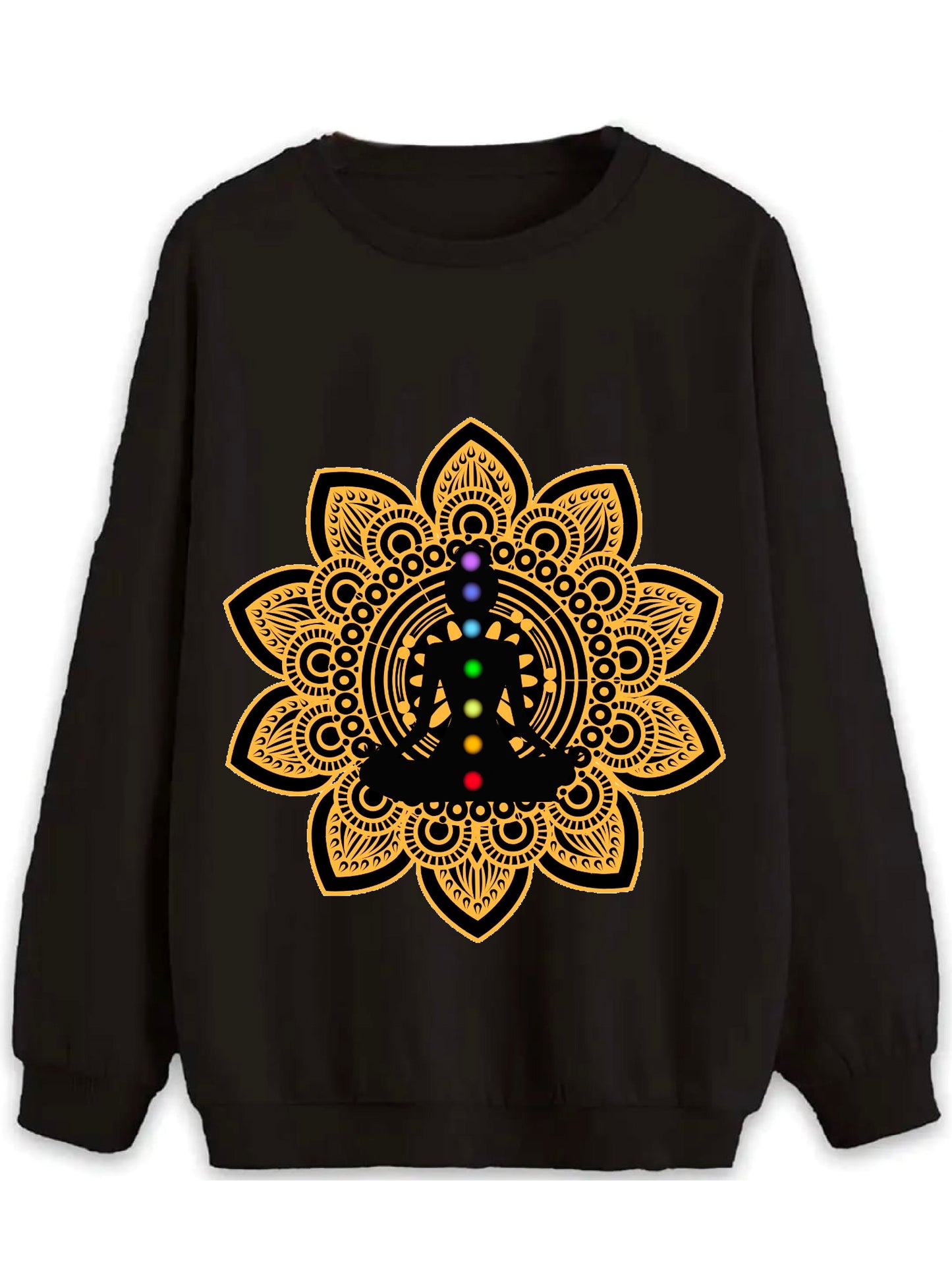 Chakra Black Sweat Shirt (Unisex)