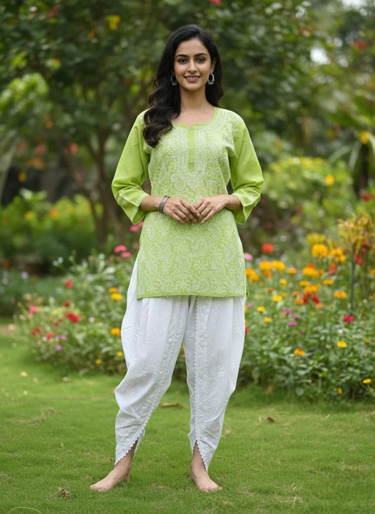 Premium Cotton Short Chikankari Kurta Full Embroidery