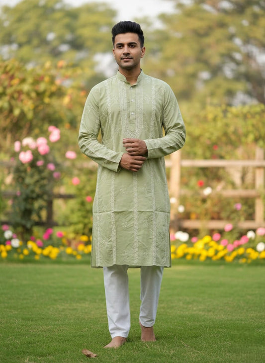 Premium Cotton Chikankari Kurta Mens