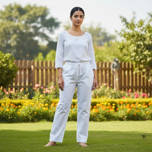 Premium Chikankari Cotton Lycra Lower pyjama