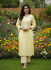 Pemium Chikankari Cotton kurta with bottom
