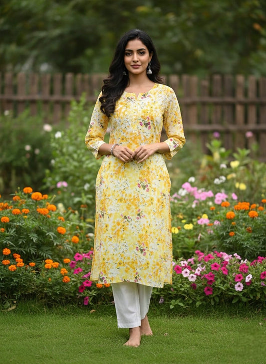 Premium Printed Cotton Chikankari Kurta