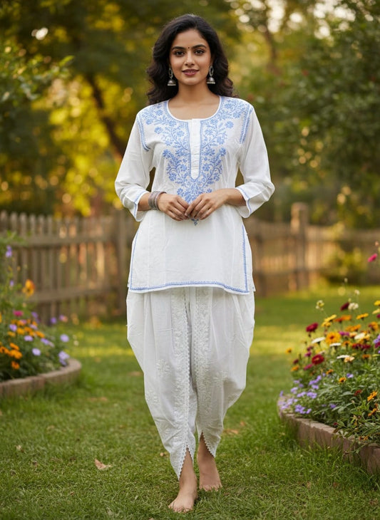 Premium Chikankari Cotton short Kurta